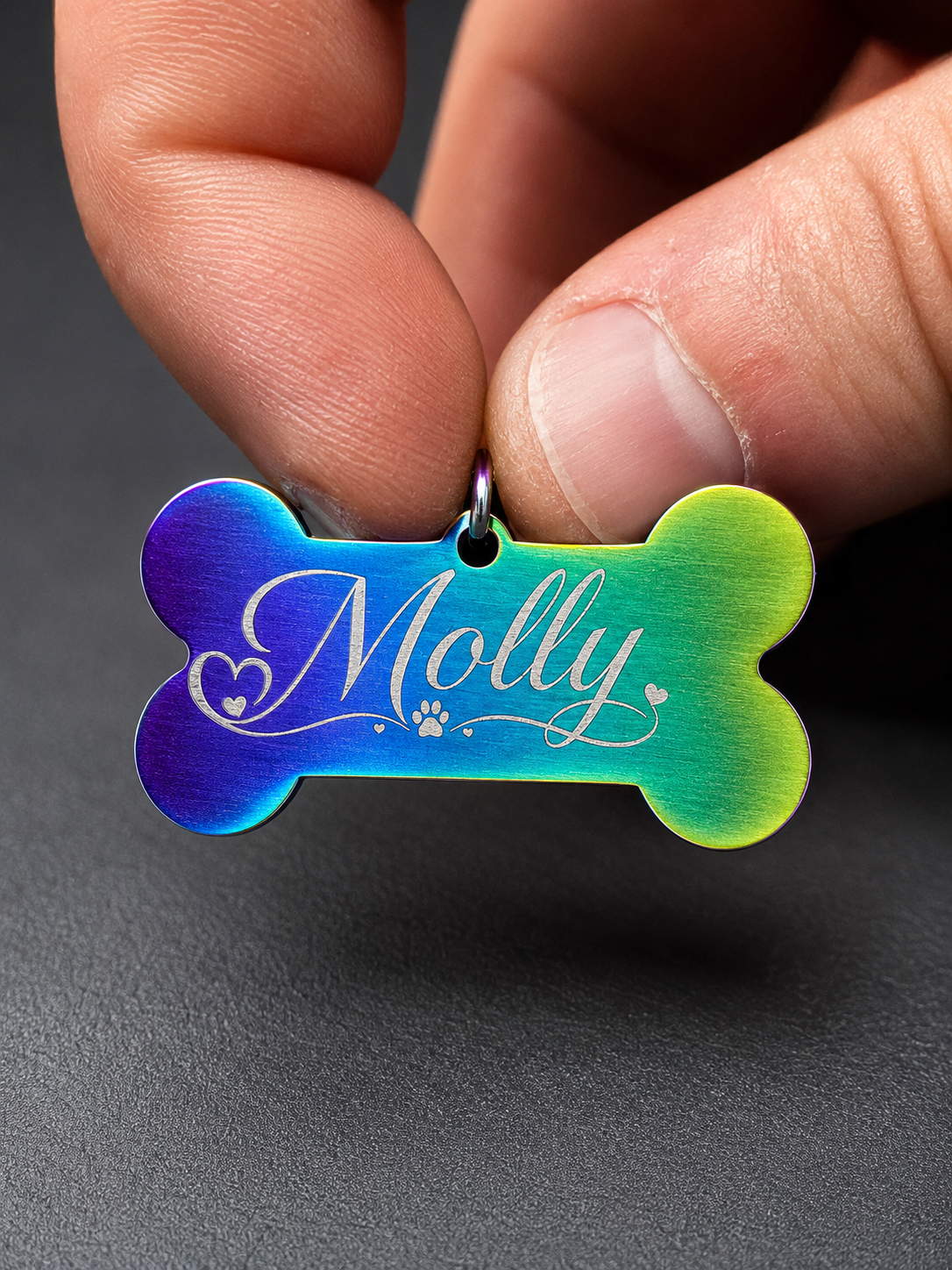 Kolorowy metalowy identyfikator dla psa z imieniem Molly
