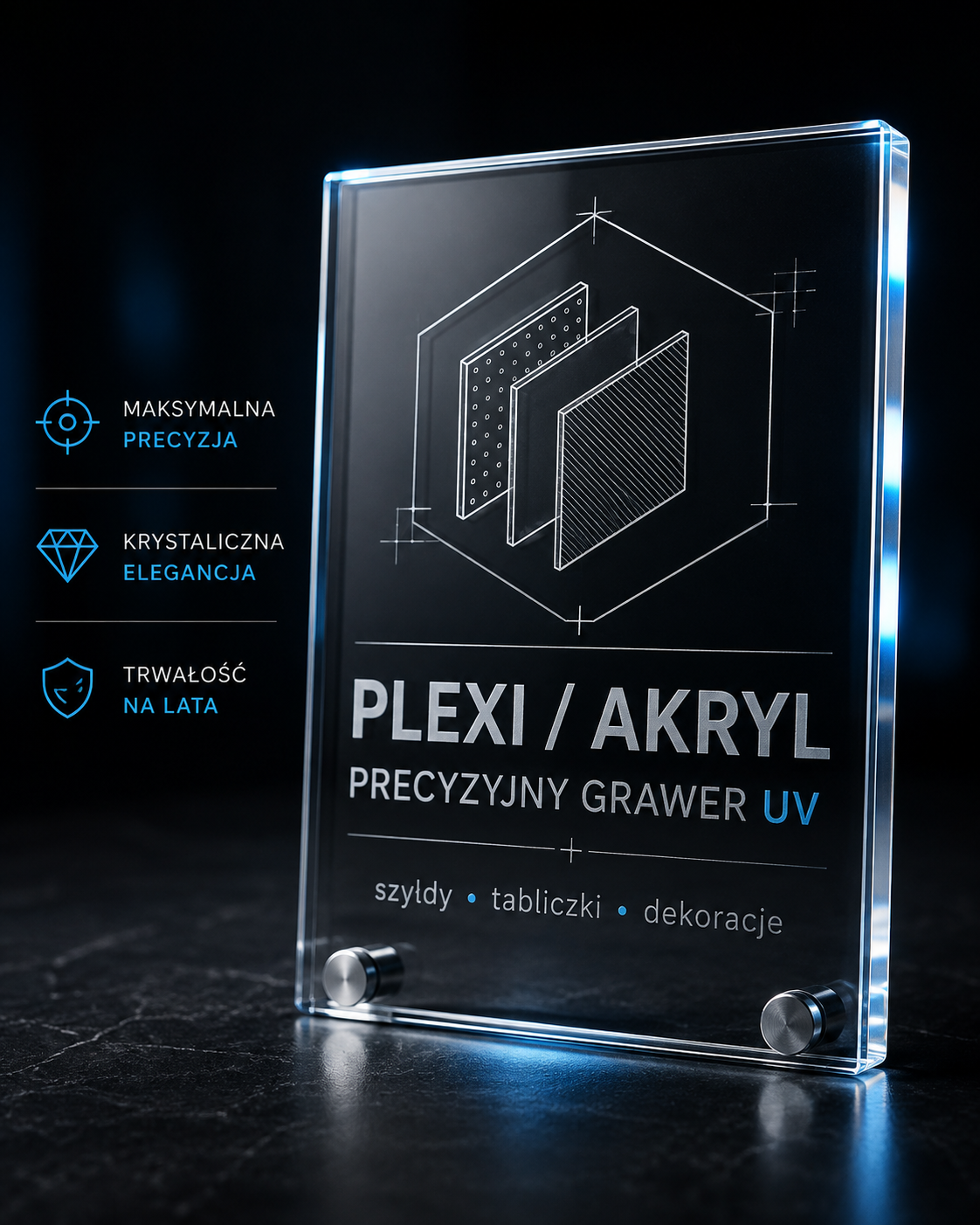 Przykładowe zastosowanie graweru UV na plexi i akrylu